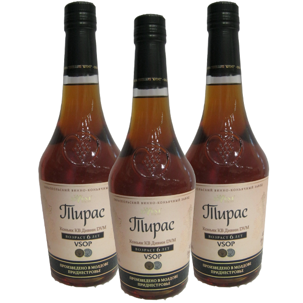 Коньяк КВИНТ "Тирас" 6 лет. Конус 0,5 л.